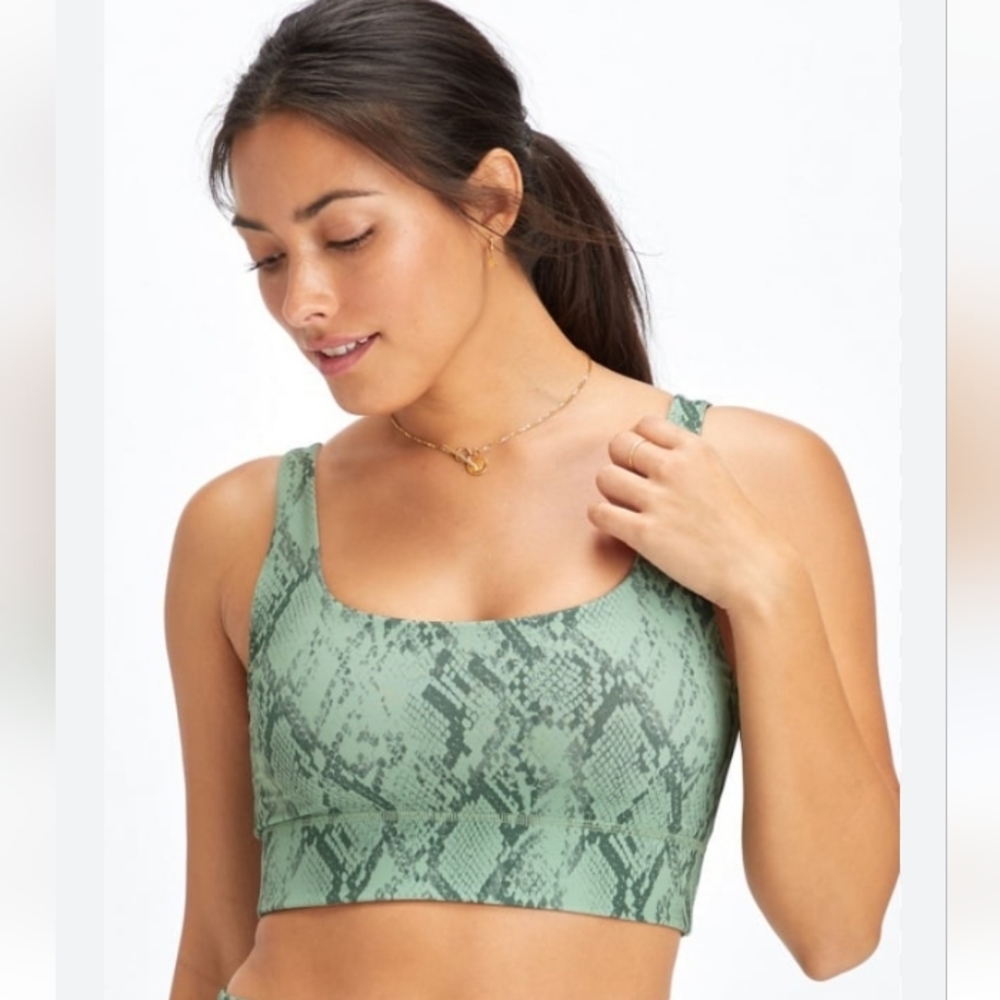 Fabletics Harlyn Snake Print Reversible Midi Impact Sports Bra